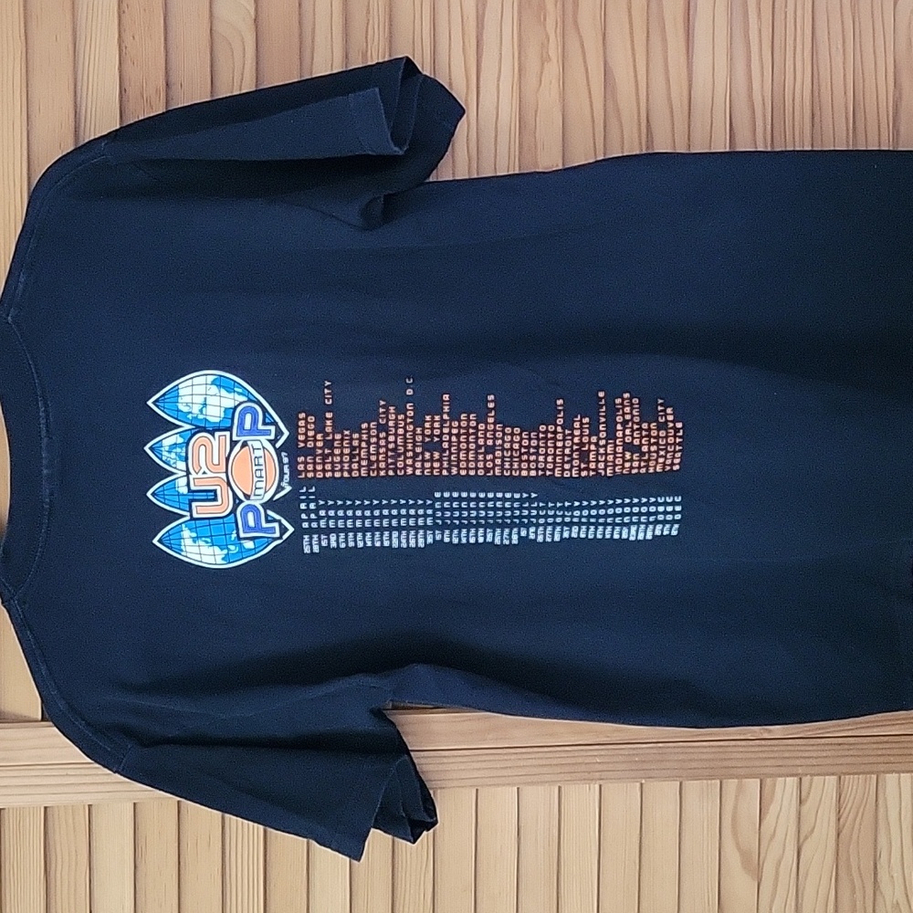Vintage Authentic Black U2 PopMart Tour 1997 Concert Short Sleeve T-Shirt Medium - Picture 3 of 7